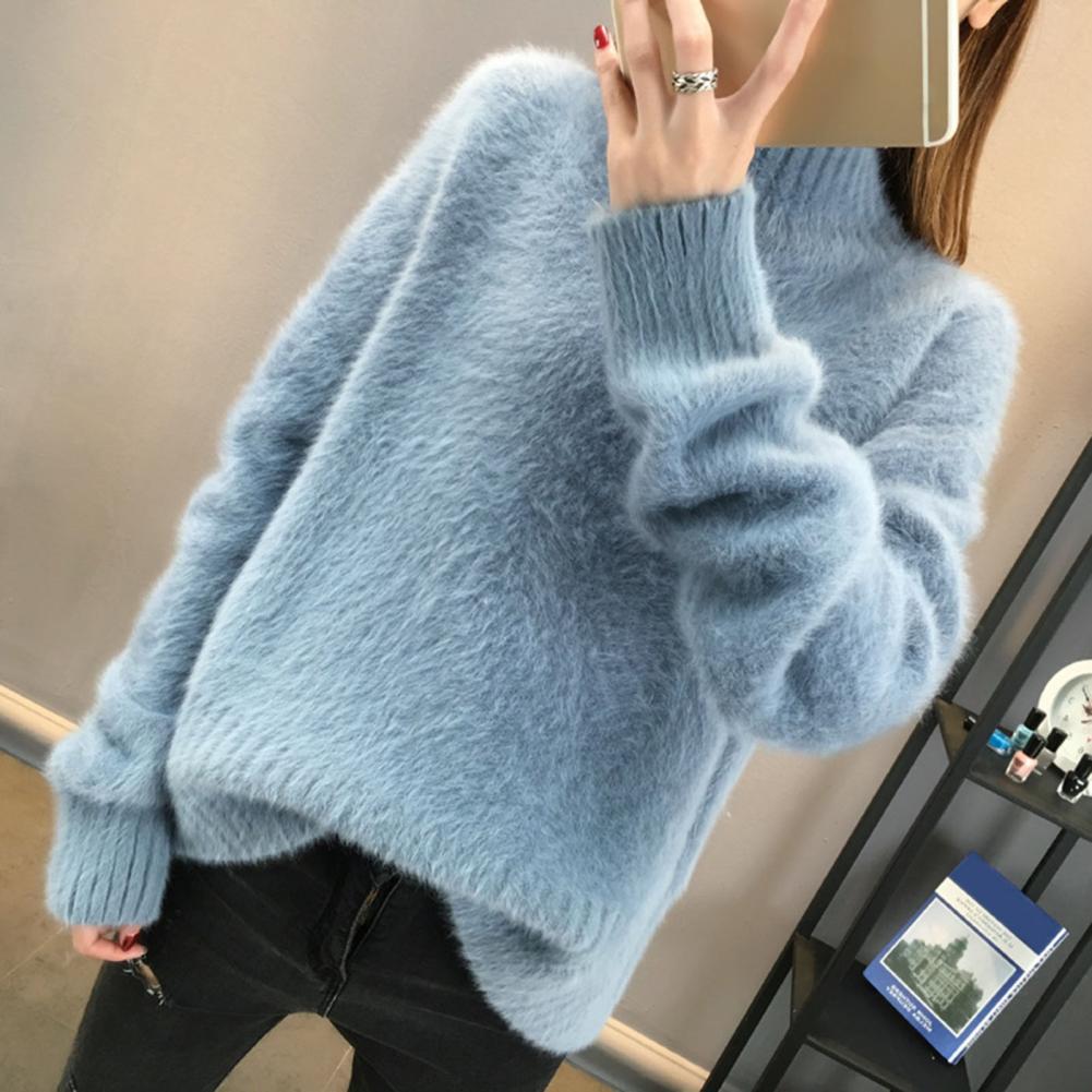 Strickpullover Gemütliche Damenstrickkollektion Halber Stehkragen Pullover Gerippter Besatz Strickoberteil Elastischer Langarm-Pullover