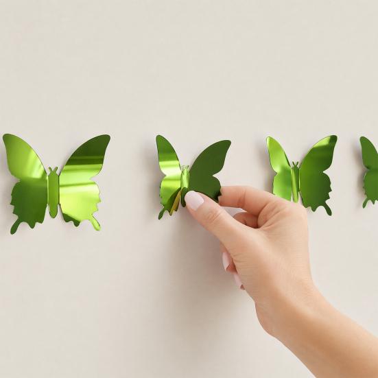 Jijijing 12 Pezzi Adesivi Murali Farfalle, Adesivi Specchio 3D Fai da Te, Adesivi Rimovibili per Festa di Compleanno Camera da Letto Scuola Bagno Soggiorno Decorazione