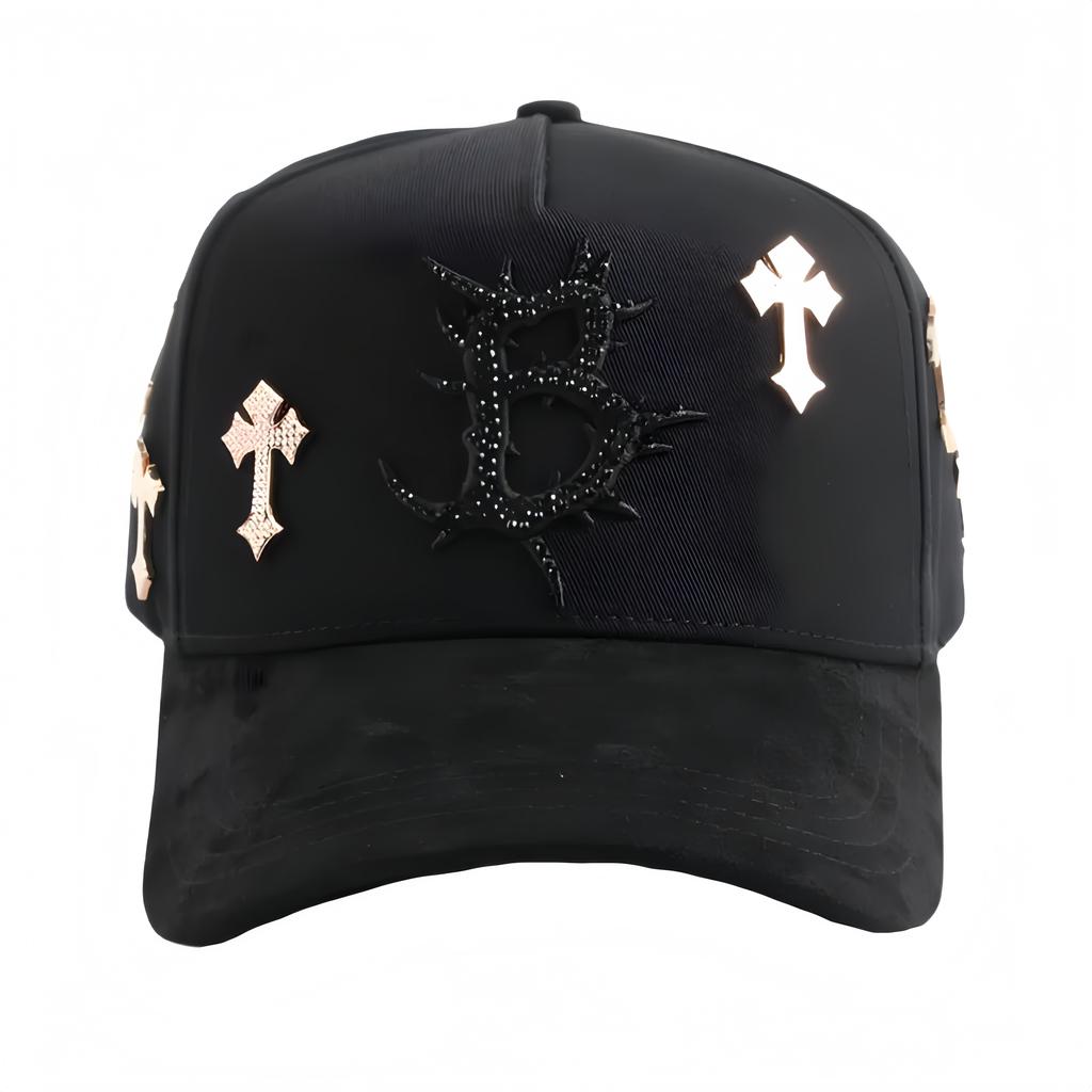 Wholesale Yo No Pesco Star Satin Lined Terry Dobby Embroidered Bling Sports Cap 5 Panel Rhinestone Brim Baseball Caps Barbas