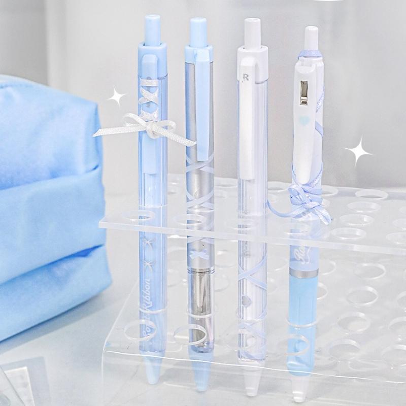 4pcs/box Sweet Ballet Series Gel Pen for Girl Chic Korean Pink Blue Color Bow Stationery Student Cute Gel Pens Writing Supplies