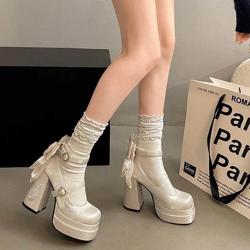 Fashion Night Club Platform Women Lolita Pumps Fashion Shallow High Heel Shoes 2025 Spring Autumn Ladies Outdoor Stripper Shoes