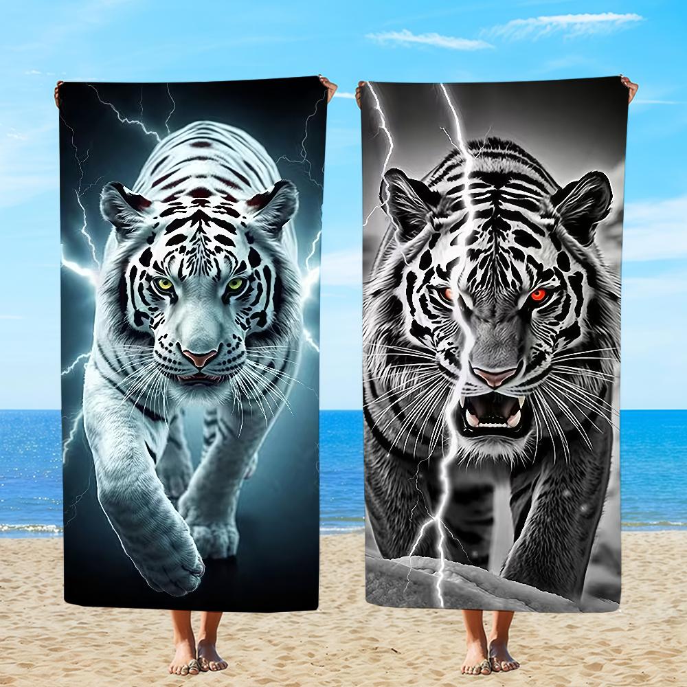 Towel Textile Bathrobe Black Beach Quick-Drying And Lightweight Tiger Portable White Camping Lion Swim Pool Travel