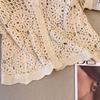 Vintage V Neck Handmade Crochet Knit Cardigan Women Summer Fashion Hollow Out Design Casual Versatile Loose Slimming Blouse