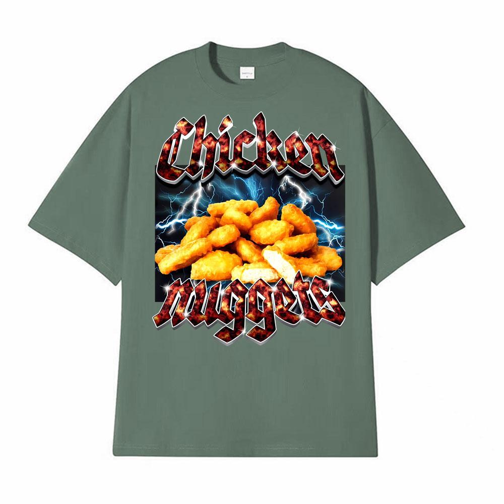 

Heavy Metal Chicken Nuggets Funny Tshirt Men Women Fashion Retro Short Sleeve T Shirts High Quality 100 Cotton Comfort T Shirt 4XL