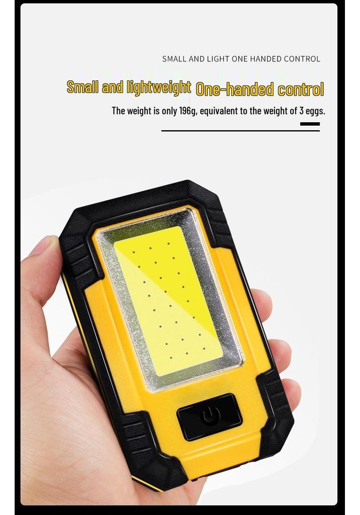 Rechargeable COB Magnetic Work Light - Multi-functional, High-Brightness Lamp for Car Repair and Camping.