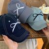 Butterfly Knot Denim Baseball Cap With Sun Protection For Casual Women