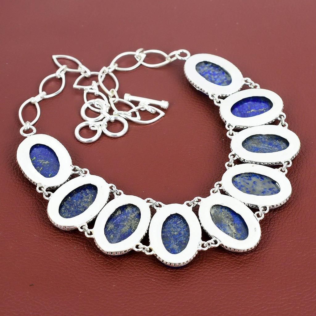 Lapis Lazuli Necklace 925 Sterling Silver Adjustable Chain Necklace Unique Vintage Design Necklace Handmade Gemstone Jewelry Gift For Friend