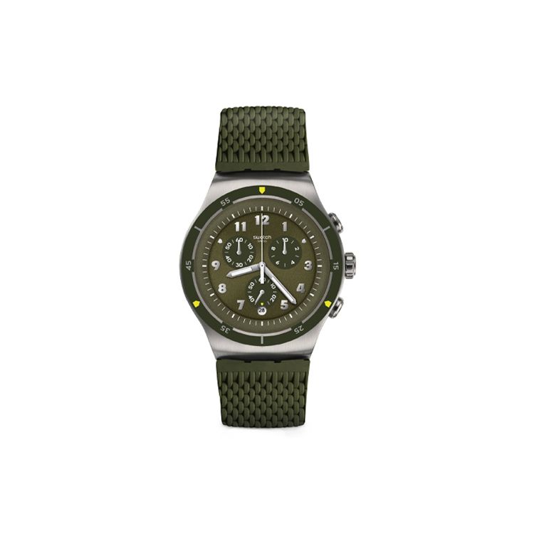 Swatch Irony Series Runforest Quartz Watch Unisex watches Green Steel YOS461 Army Green Watch Dial