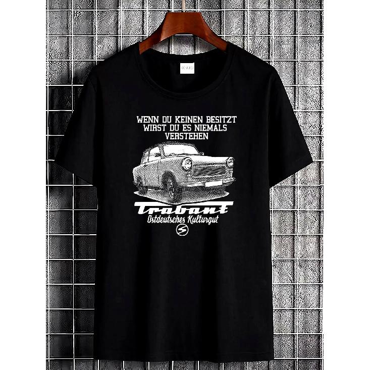 OLIV Trabi 601 GDR Vintage Trabant Graphic T-Shirt | East German Cultural Heritage Design, Unisex Casual Streetwear with Trabi 601 Car Art & Cyrillic S чёрный