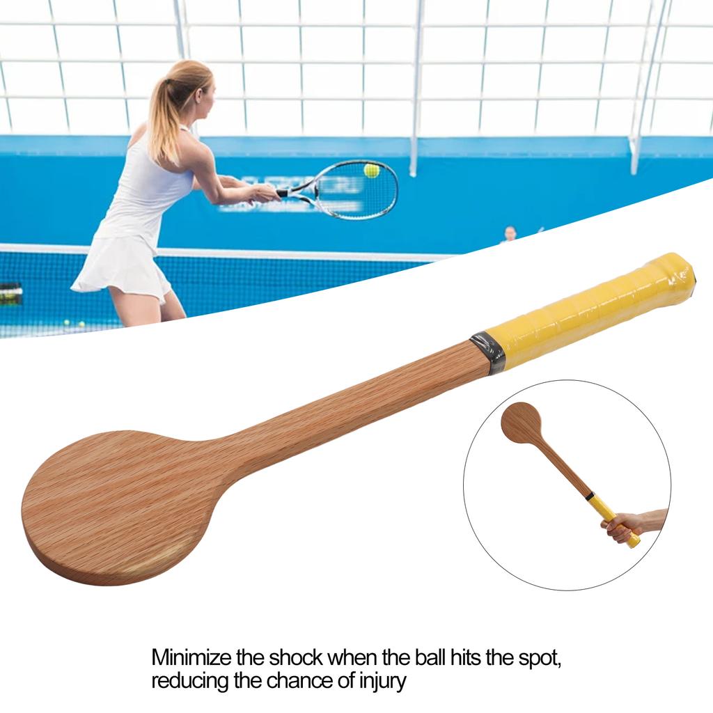 Tennis Point Spoon Wood Sweet Point Racket Swing Practice Ing Aid with Storage Bag for Sports