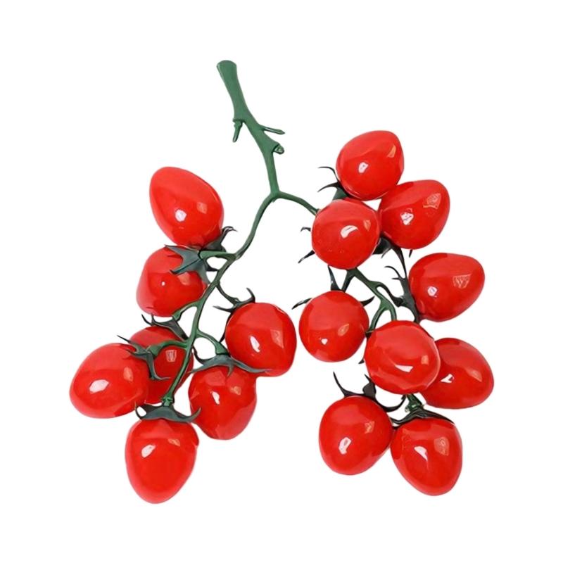 Artificial Fruit Model PVC Materials Cherries Tomato Indoor Outdoor Ornament Fade Resistant Wedding Decoration