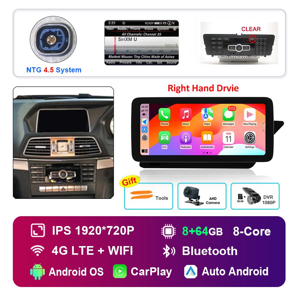 12.3'' Right Hand Drvie for Mercedes Benz E Class C207 W207 2009 - 2015 NTG 4.0 4.5 System Android Car Radio Multimedia Player