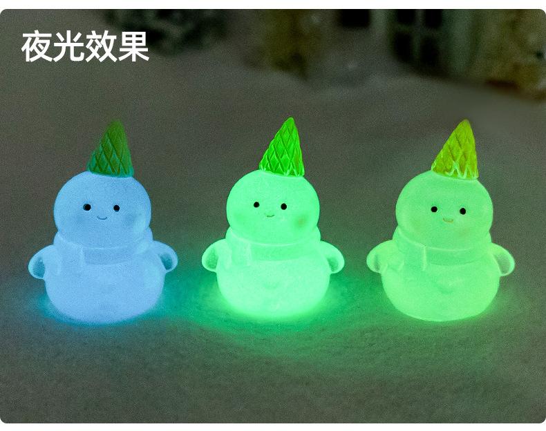 6pc Micro Landscape Cute Luminous Snowman DIY Snow Christmas Scenery Decoration Accessories Car Carrying Mini Ornaments