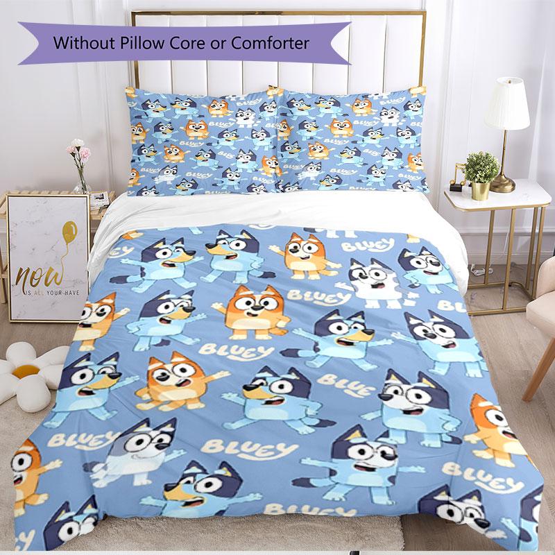 3pcs Duvet Cover Set (1*Duvet Cover + 2*Pillowcase, Without Core), Bluey Print Soft All‑Season Bedding Set, Home Bedroom Decor Gift