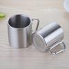 Metal travel mug with a carabiner