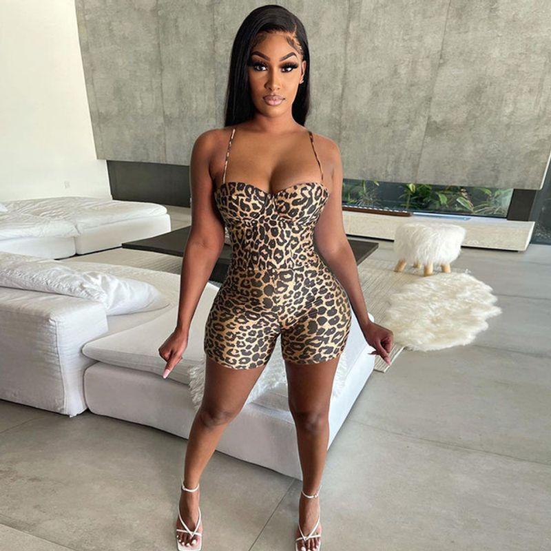 

Леопардовый принт Цельный с открытыми плечами Леопардовый принт с открытыми плечами Комбинезон на бретелях Yellow S