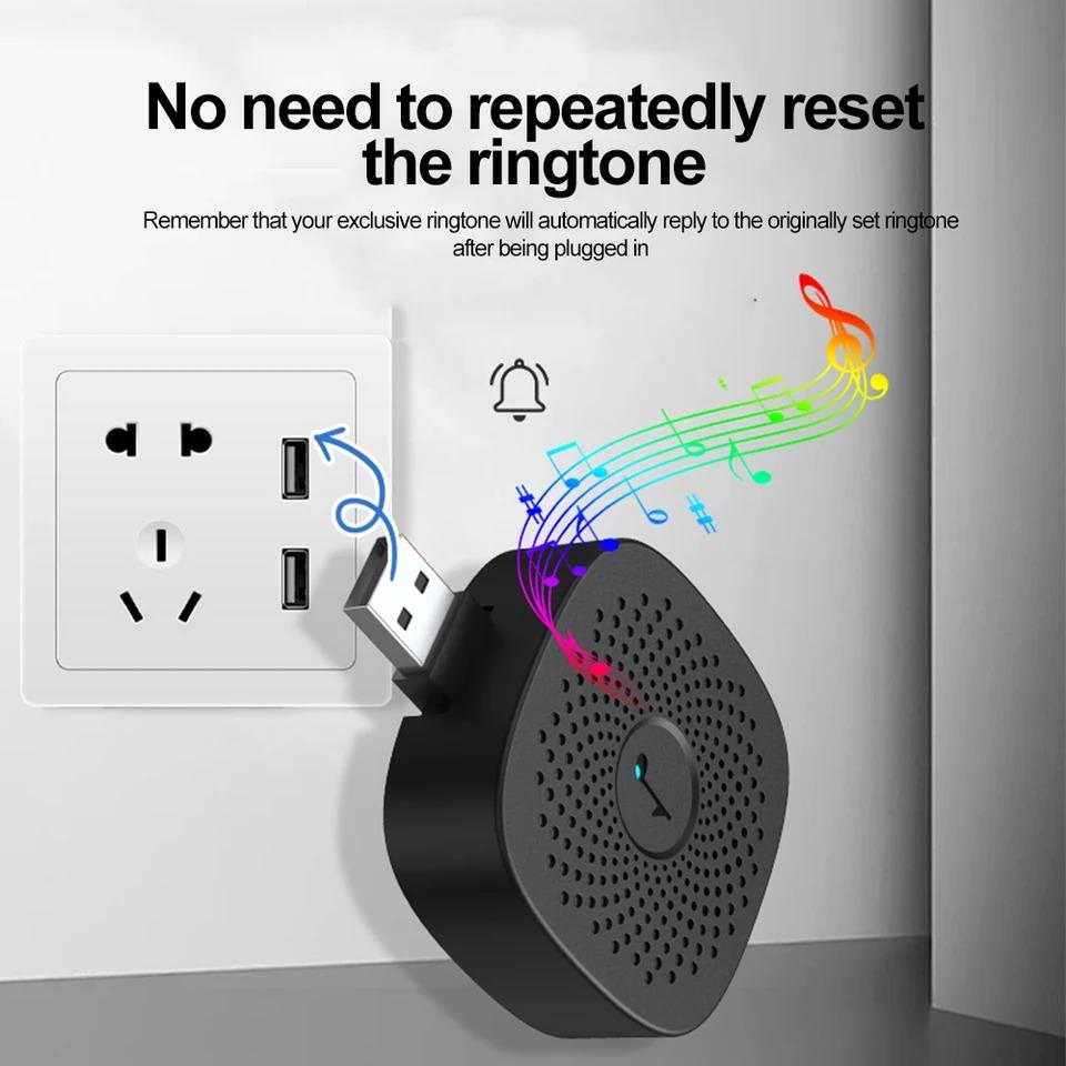 USB Wireless Doorbell Smart Welcome Door Bell Three-speed Volume 38 Songs Melodies Doorbell for Home Bed Call Emergent Call