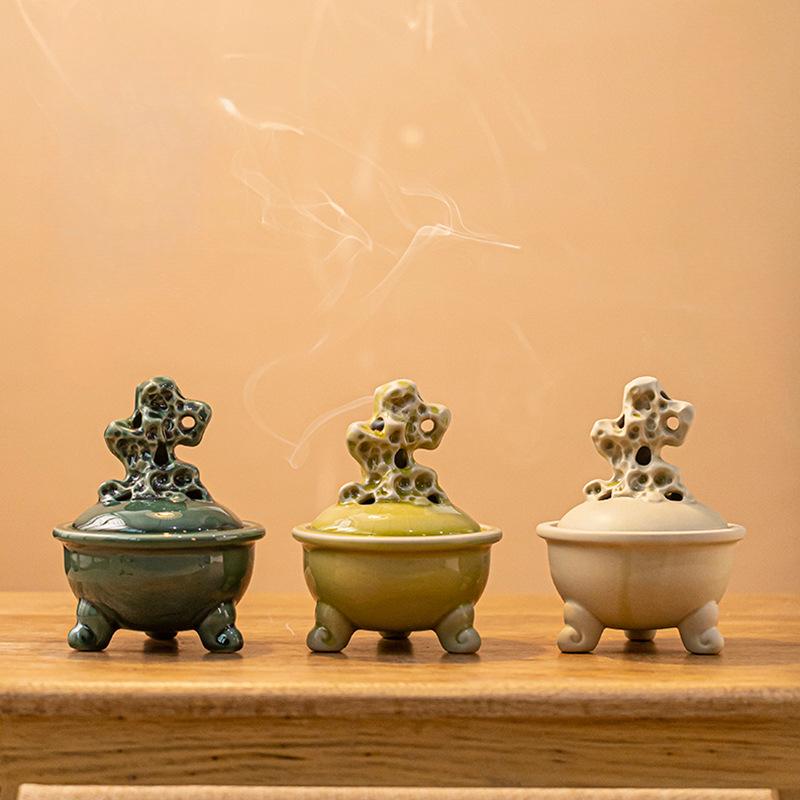 Taihu Disk Incense Burner Household Ceramic Sandalwood Incense Burner Creative Tea Ceremony Desktop Ornaments Home Decoration