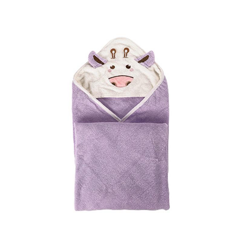 80x80cm 100% Baumwolle Kinderumhang Zuhause Weich Badezimmer Bad Kapuzenhandtuch Cartoon Kuh Kinder Steppdecke Decke