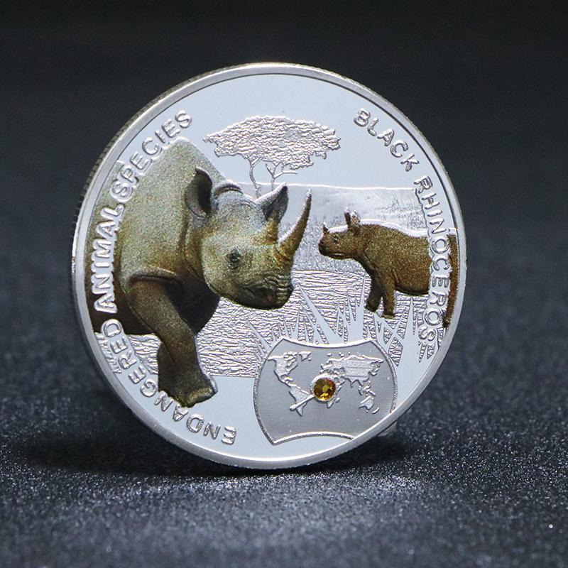 Zambia Wildlife Diamond-Studded Medal: Gorilla, Tiger, Blue Whale, Panda Souvenir Collection