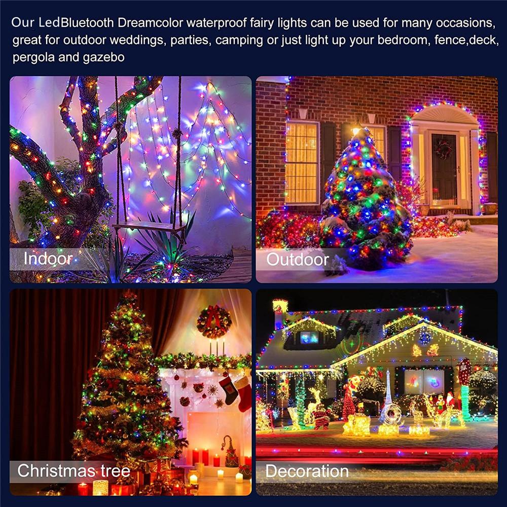 LED String Light Smart Bluetooth App Control Garland Waterproof Outdoor Fairy Lights For Christmas Holiday Party Birthday Decor