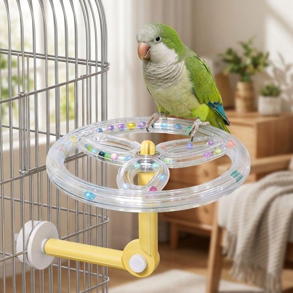 360 Grad Drehung Klarer Vogel Drehspielzeug Verstellbarer Vogelkäfig Spielständer Papageien Beschäftigung