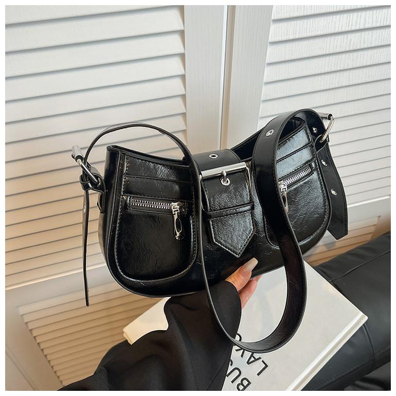 IELGY Niche Design Saddle Bag Simple Retro Underarm Bag