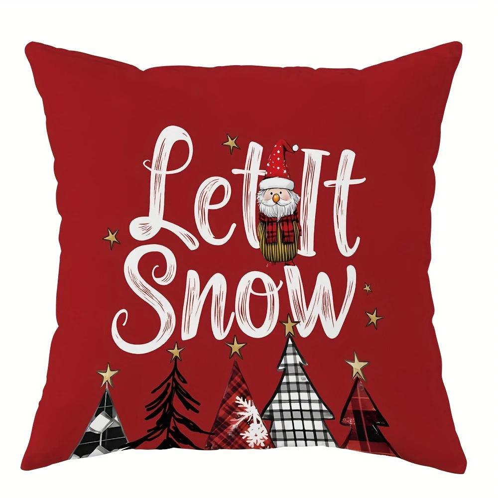 Christmas Decoration Pillowcase Merry Christmas Santa Claus Christmas Tree Pattern Suitable for Home Room Sofa Cushion Cover