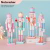 30CM Wooden Nutcracker Ornament Candy Series Soldier Statues Handcraft Doll Toy Home Office Decoration Statues Christmas Gift