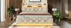 Upholstered Double Bed 140*200, Storage Headboard, USB and Type C Port, 360 Surround LED Head and Foot, Hydraulic Storage, Beige, Linen (No Mattress)