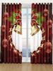 Piece Set Left Right Panels Christmas Bell Red Waterproof Outdoor Curtains Holiday Fabric Decoration Party Made Of Polyester
