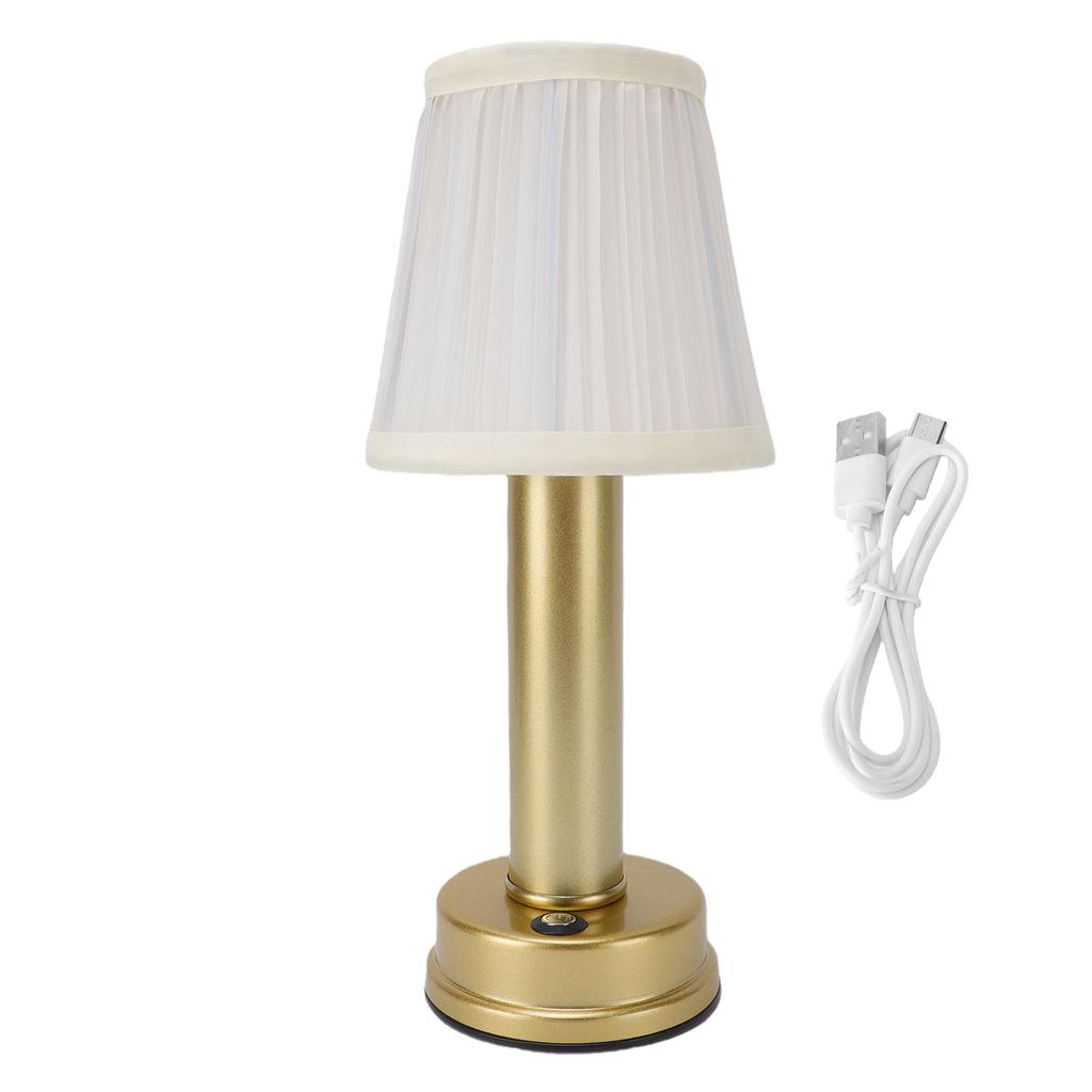 Mini Cordless Table Lamp Dimmable Battery Operated LED Touch Table Lamp with Fabric Shade for Bedroom Living Room