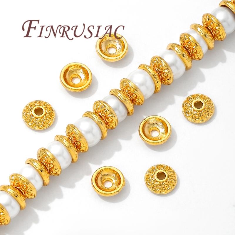 18K Gold Plated Round Bead Caps,Bracelets Accessories,DIY Beads Cap For Jewelry Spacer Beads Findings
