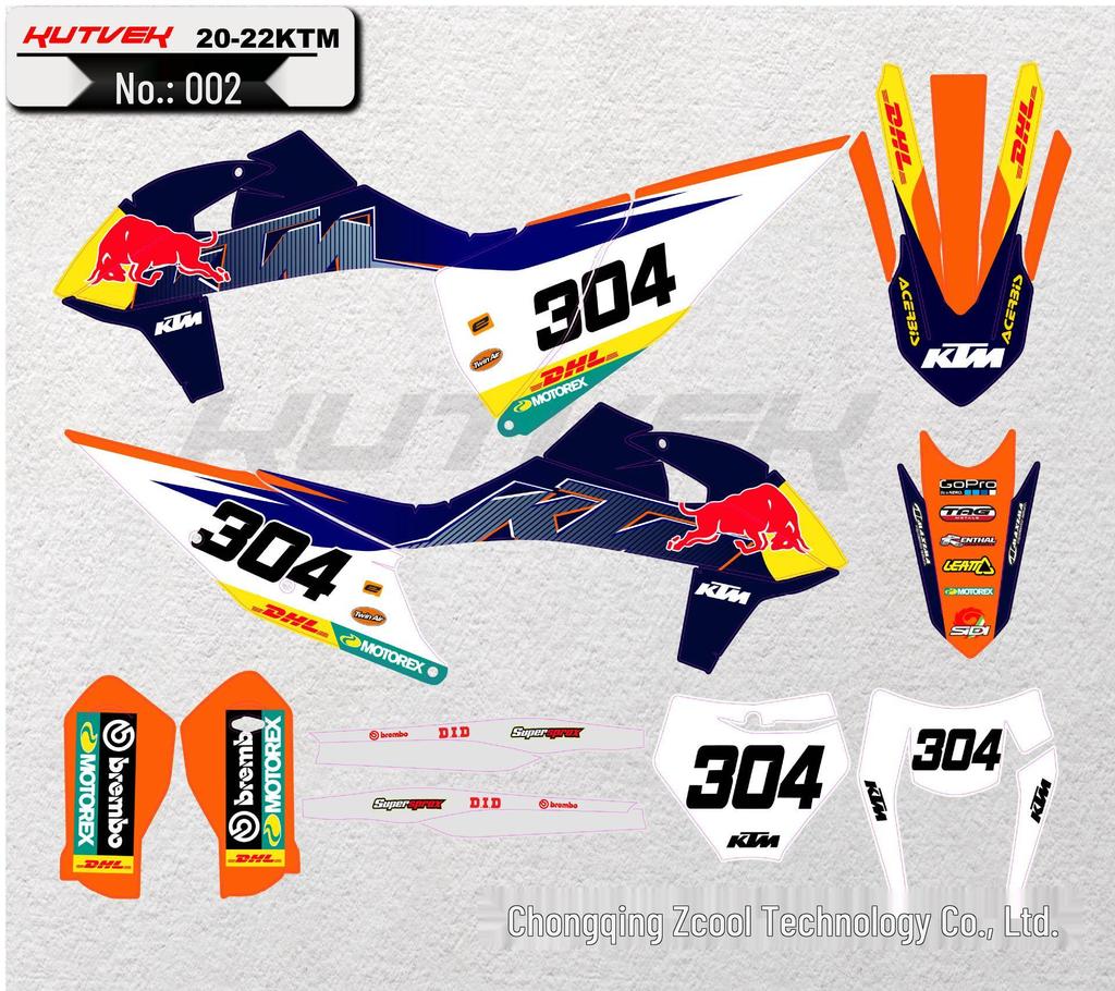 Compatible Decals for 19-22 KTM SX250F EXC, Kaixi Hengjian, Bosuer X6, Mingfu Off-Road Motorcycles