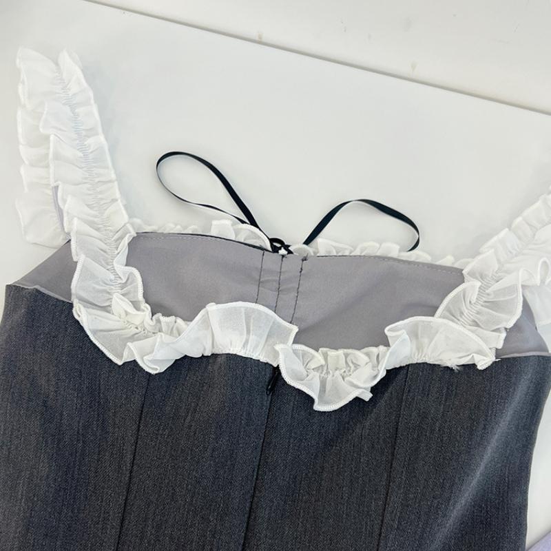 2023 frauen Sommer Off Schulter Mini Kleid Sexy Elegante Vintage-Mode Party Club Ärmelloses Grau Kleid Weibliche Einteilige Kleider