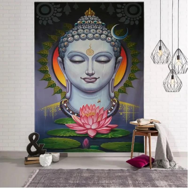 Buddha Statue Meditation Pattern Tapestry Home Wall Decoration Tapestry Bedroom Living Room Tapestry