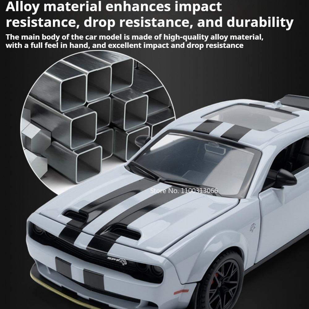 1:32 Challenger SRT Hellcat Toys Cars Models Alloy Diecast with Light Music Miniature Vehicle Wheel Pull Back Car Birthday Gifts