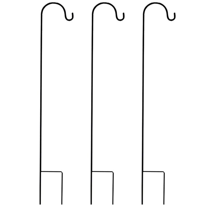 A84X-3X Shepherd Hooks Rust Resistant Garden Stake Outdoor Metal Plant Stand Hanger Bird Feeder Pole 120X10x1cm