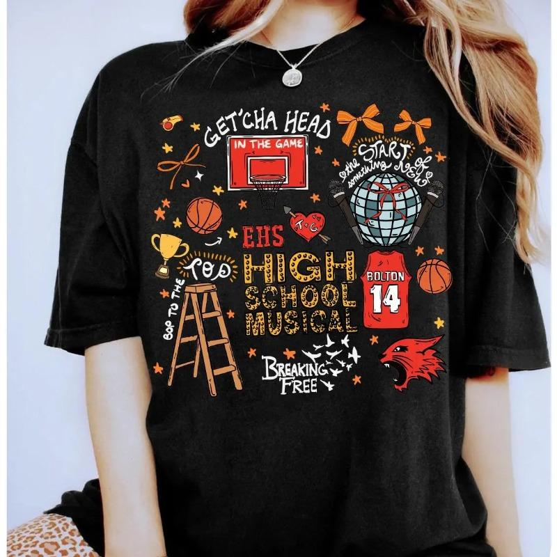 

Disney Channel High School Musical Troy Bolton Heart Basketball Tshirt comfortable cotton allseason base layer 4XL