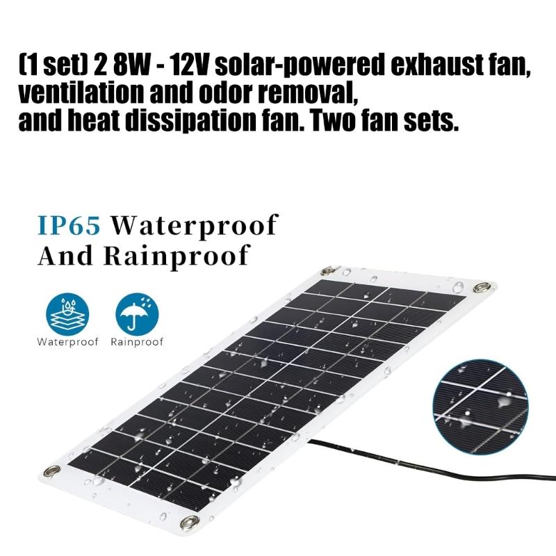 Quiet Running 8W 12V Photovoltaic Ventilation Fan with Simple Easyly Assembly Suitable for Various Locations