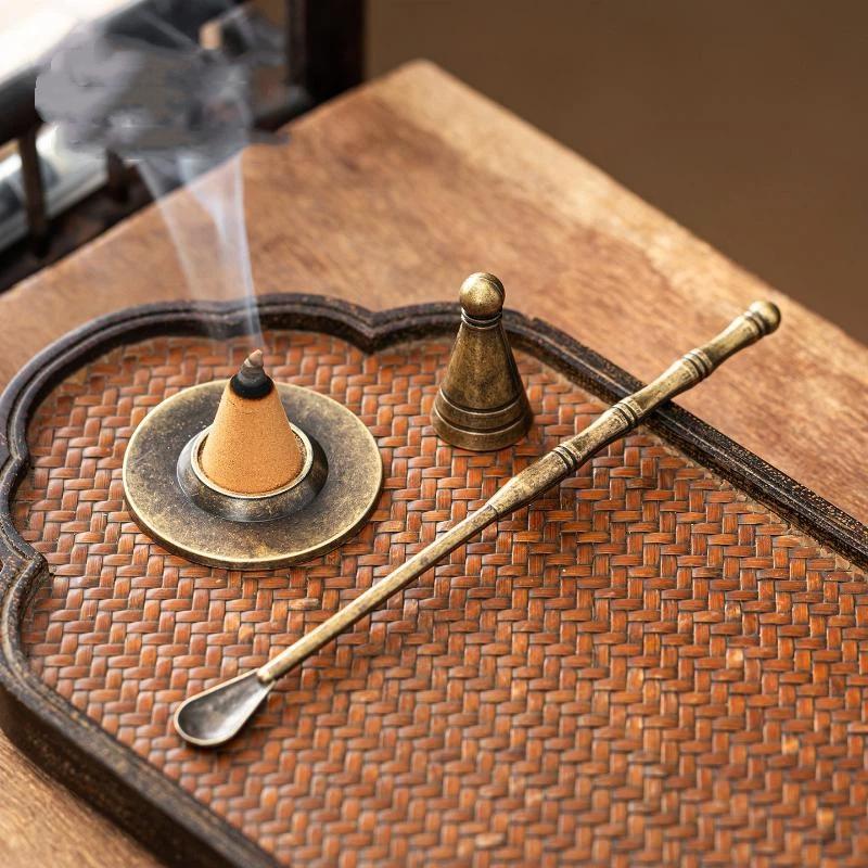 Alloy Incense Cone Making Kit DIY Handmade Craft Durable Set with Spoon for Home Meditation Yoga Lover Gift Choice