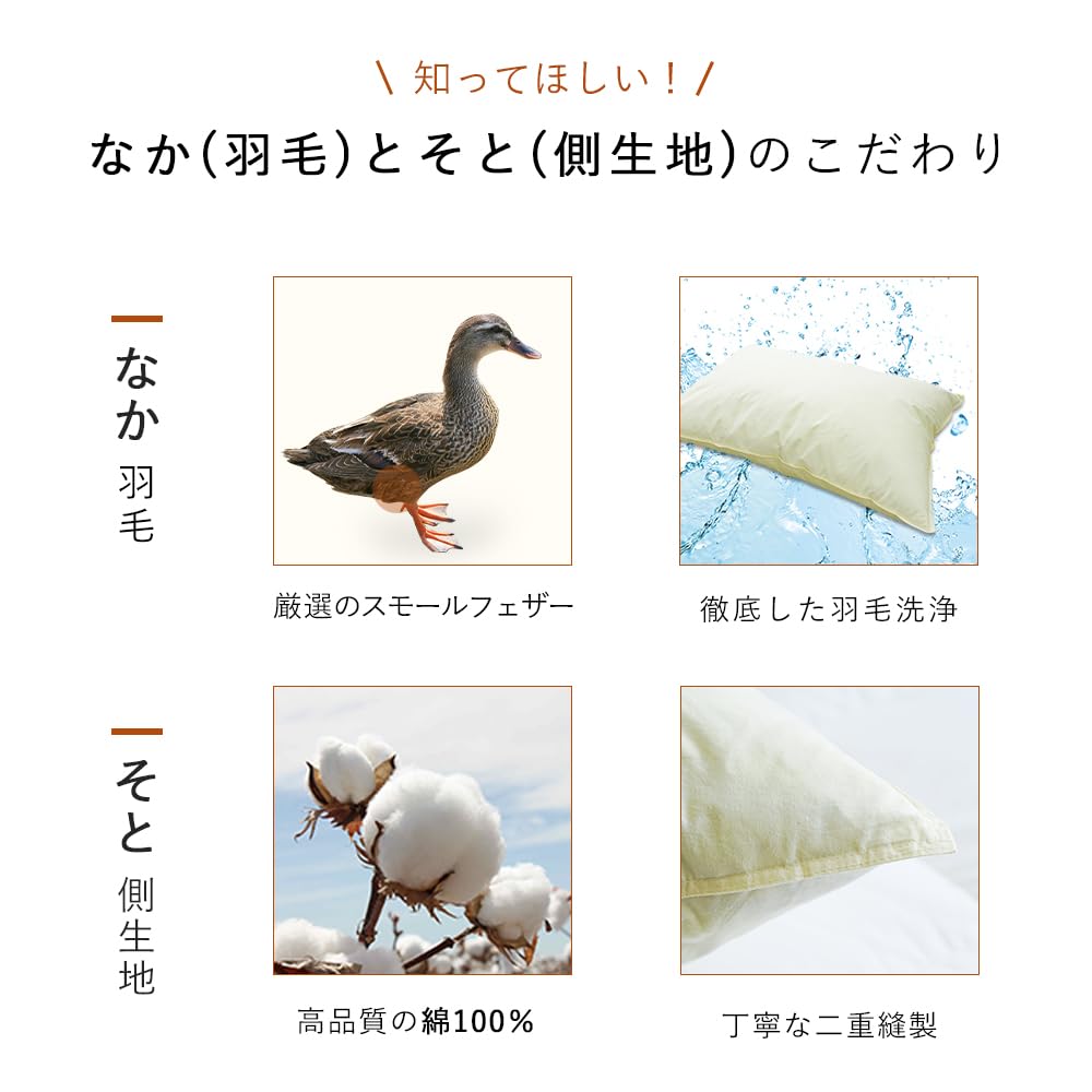 Pillow, feather pillow, hotel-quality sleep pillow, 43cm x 63cm, for a good night's sleep