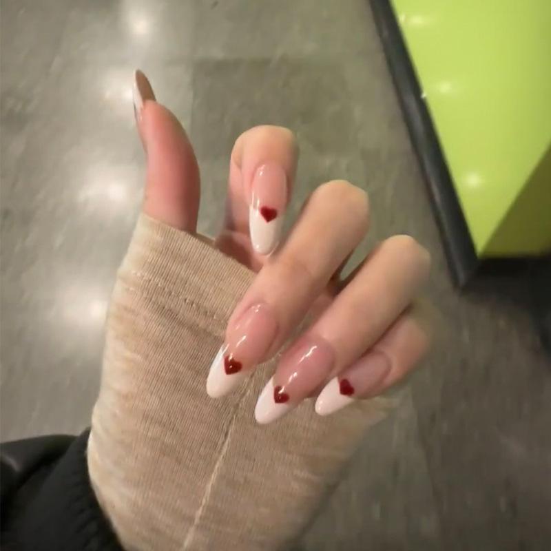 Chinese Ink Wash Wearable Nail Art Stickers - Long T-Shaped Fake Nail Patches