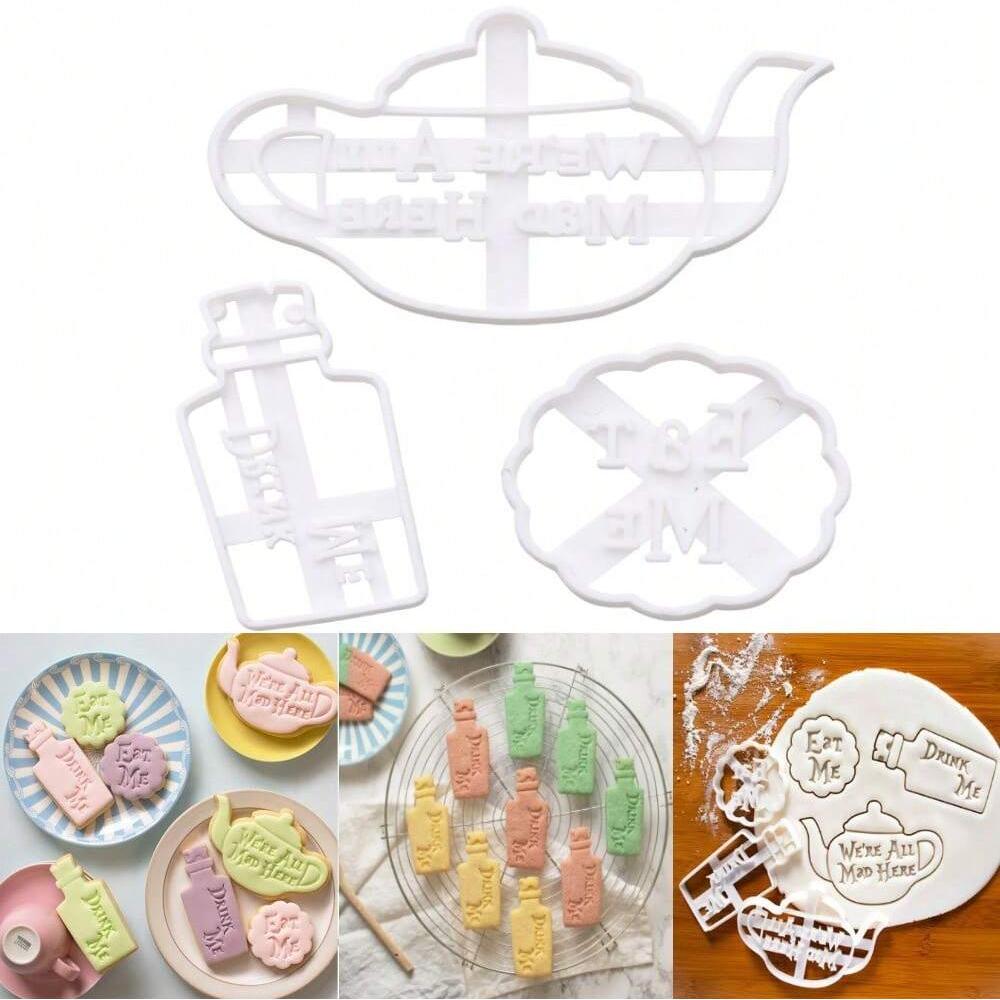 Taglia torta Mangiami Alice nel Paese delle Meraviglie Teiera Pazza Bevi Me Dolcetto Dessert Citazioni Taglierino Argilla Matta Mangia Cucina Biscotto Torta Strumenti