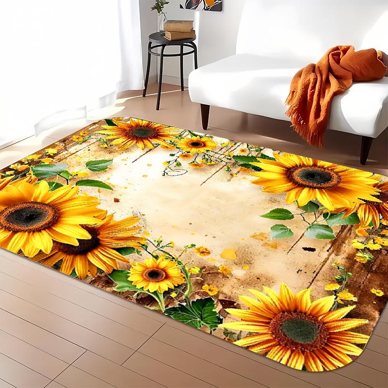 1PC Sunflower Pattern Kitchen Rugs Non-Slip Home Door Mats Pop design Bathroom Rugs Bath Mat Carpet for Home Sink Laundry Decor