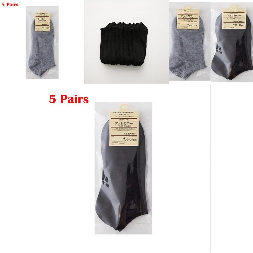 Comfortable Men's Summer Cotton Black Invisible Boat Socks Breathable Thin White Ins