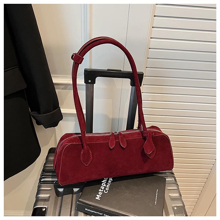 Vielseitige Wildleder-Schultertasche mit großer Kapazität und modischem Design