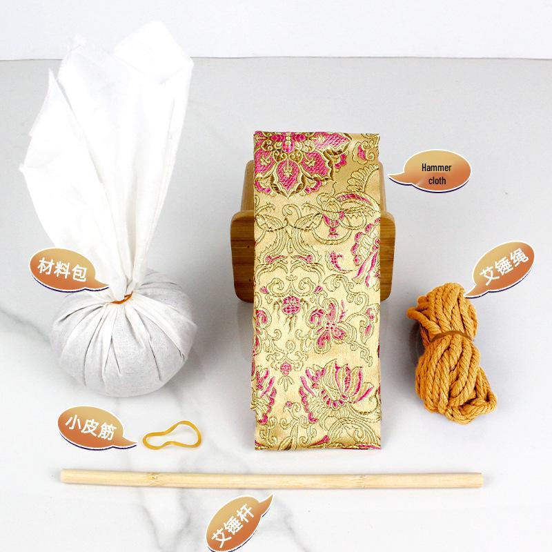 Year of the Horse Mugwort Meridian Massage Hammer - Solid Color Brocade Multifunctional Health Gift
