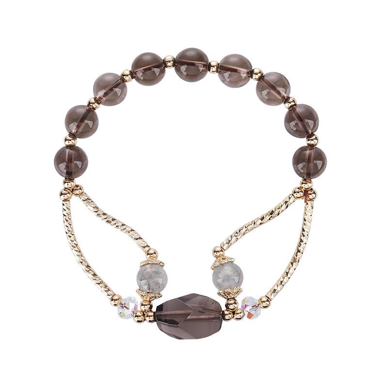 Faceted Smoky Quartz & Gray Moonstone Bracelet - Niche Design for Women, Perfect Gift for Friends.