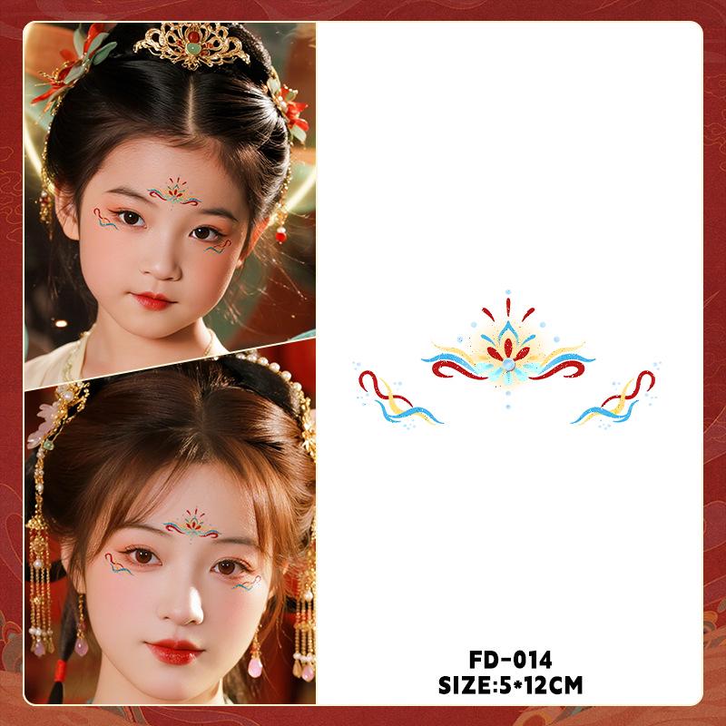 Ancient Style Dunhuang Glitter Face and Forehead Tattoo Stickers for Hanfu Costumes